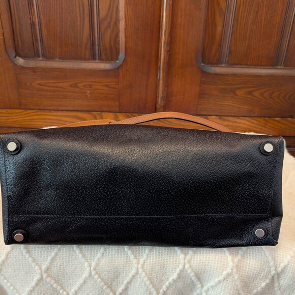 Coach Burough White & Navy Blue Color-Block Leather Rolled Handles Satchel Bag - Picture 6 of 16